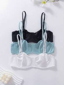 3pcs/Set Wireless Minimalist Bras For Busty Women - Multicolor - View 2