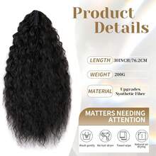 女士马尾接发 30 英寸长 爪夹式马尾接发 卷曲波浪马尾假发片 夹式合成假发马尾 - 彩色 - 查看 4