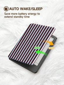 1pc Brown & Blue Striped Pattern E-Book Protective Case, Compatible With Kindle Paperwhite 5/Kindle NK 11/IPad (A16) 11 Inch 11th Generation 2025, IPad 10.2 Inch 10th Generation, With Auto Wake/Sleep Function, Slim & Convenient, Perfect Fit To Protect Your Tablet/E-Reader - Multicolor - View 5