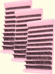 200 Cluster Advanced Eyelash Extension Kit -40D - Homemade, Russian Curl, Cluster, Fluffy, Mixed Style -10-16 Mm - Suitable For Beginners And Reusable, Daily Wear, Holiday Effects, Holiday Gift Eyelash Clusters - Black - View 3