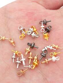 50pcs Golden Silvery New Sheep Eye Needles - Handmade DIY Jewelry Making, Necklace, Bracelet,Earrings,Jewelry And Head Accessories Production Supplies - Round Sheep Eyes - View 3