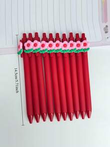 6支红色按动式圆珠笔，细尖 - 适用于学校、办公用品、浪漫书写、婚礼宾客签名册、情人节礼物 - 彩色 - 查看 2