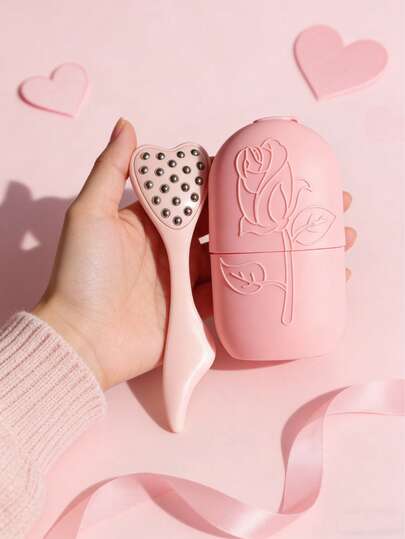 2pcs/Set Face Tray + Roller Massage Spoon, Skin Care Facial Massage Tools, Stainless Steel Roller, Silicone Mold