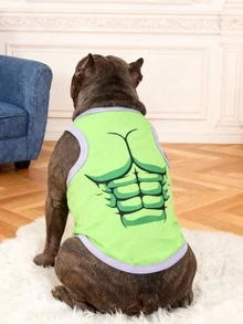 LUCKIE LABO 2件/套 肌肉印花透气背心套装，适用于猫狗，防跳蚤，减少掉毛，室内外均可使用 - 彩色 - 查看 2