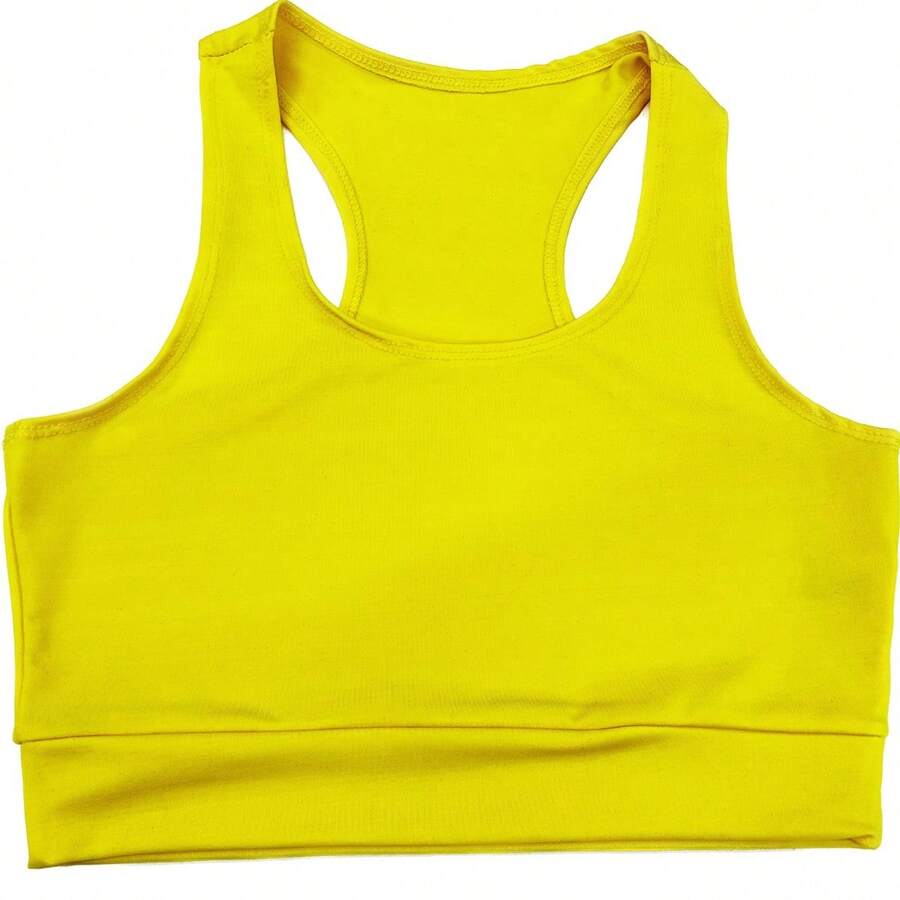 Kit Of 2 High-Support Fitness Gym Tops - Fashionable Workout Cropped Tops - 1朵黃色花 + 1朵玫瑰花 - 查看 1