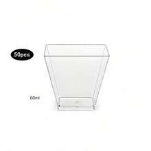 50pcs Plastic Dessert Cups, Small Square Clear Jelly Cups, Square Mini Appetizer Cups, Reusable Dessert Bowls, Yogurt Parfait Cups, Suitable For Mousse Cake, Party, Wedding, Tasting, Pudding, Etc. - Transparent - View 8