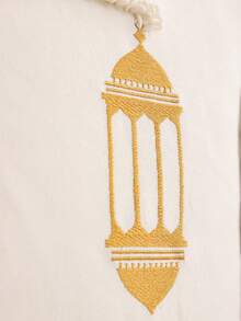 1件/2件装斋月装饰抱枕套，毛绒刺绣帆布新月星图案，开斋节礼物，家居装饰 - 金色 - 查看 5