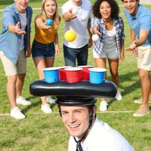 1PC Inflatable Pvc Floating Beverage Rack Triangle Hat Design For Pool Parties Beach Vacations - Black - View 4