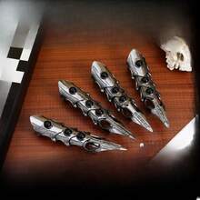 Oversized Articulated Full Finger Ring, Vampire Claw Armor Jewelry, Flexible Metal Claw Tip, Gothic Black Gift For Mother's Day - Multicolor - View 3