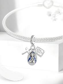 1pc Maria Pendant Charm, Suitable For Women Jewelry DIY Bracelet - Silver - View 6