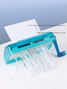 1pc Manual Paper Shredder, Mini Handheld Shredder For Home/Office, Desktop Strip-Cut Paper Shredder - Blue - View 7