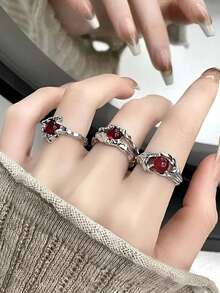 3pcs/set Rhinestone Decor Ring - Multicolor - View 1