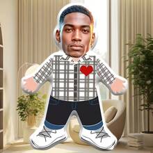 1pc Customized Pillow - Personalized Face, Plaid Design. Unique & Breathable, Suitable For Her, Him, Them, Boyfriend, Girlfriend, Dad, Mom, Family, Friends, Anniversary, Mother's Day, Birthday, Valentine's Day, Christmas, Halloween, Graduation, Father's Day, Wedding, Homemaker, Sofa, Bed, Car, Tea Room, Bedroom, Bathroom, Living Room, Dining Room - Multicolor - View 8