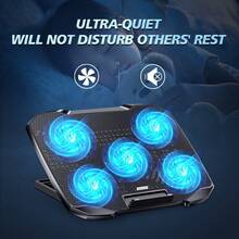 COOLCOLD Laptop Cooling Pad For 7-17 Inch Laptop Cooler Stand, 5 Quiet Fans, 5 Angle Adjustable With Phone Holde - Black - View 7