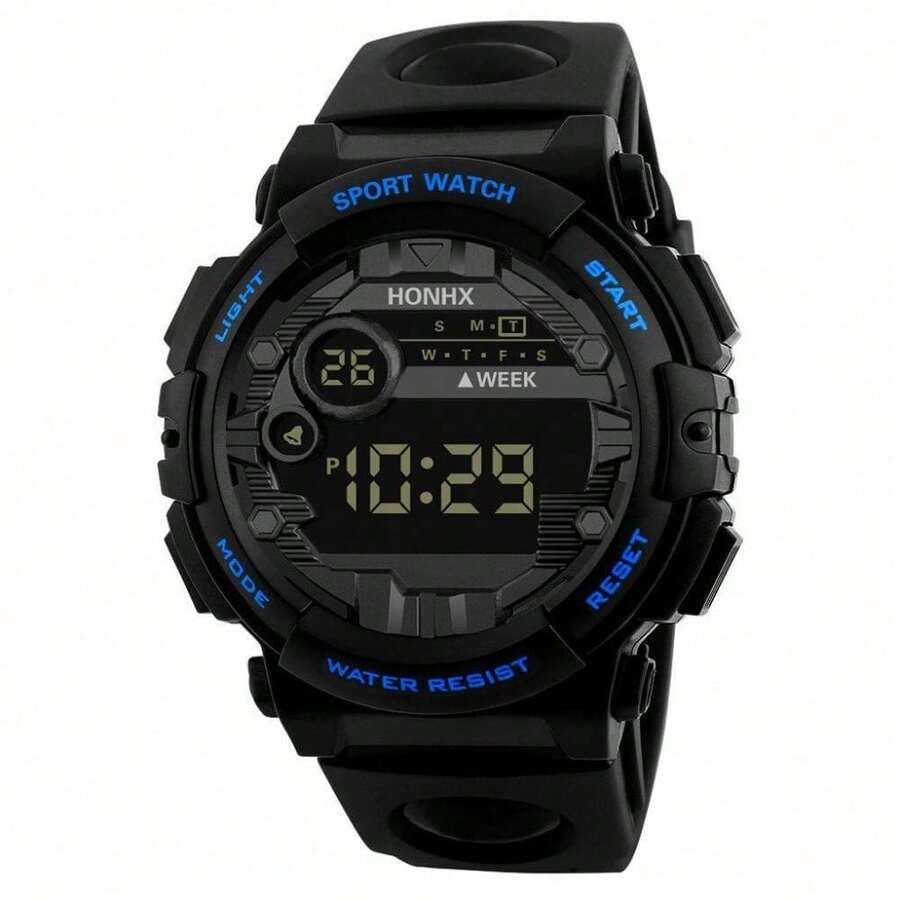 100% Quality Guaranteed100% Quality GuaranteedHONHX  Multifunctional Outdoor Sports Watch For Young People Water Resist Elegant Design For Students Digital Display - 62X - 66F Blue - View 1