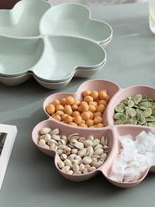 1pc Unbreakable Heart-Shaped 4-Compartment Plate, Suitable For Appetizers, Nuts, Candies, Dried Fruits, Salads, Snacks - Multicolor - View 7