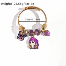K-POP Witch Girl Group Stainless Steel Adjustable Bangle Bracelet With Butterfly & Heart Pendant Charms - Multicolor - View 10