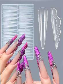 150pieces Of Extra-Long Special-Shaped Butterfly Wave Nail Crystal Light Therapy For Extending Nail Film, Paperless Tray, Multiple Sizes Of Boxed Nail Tools - Clear - View 1