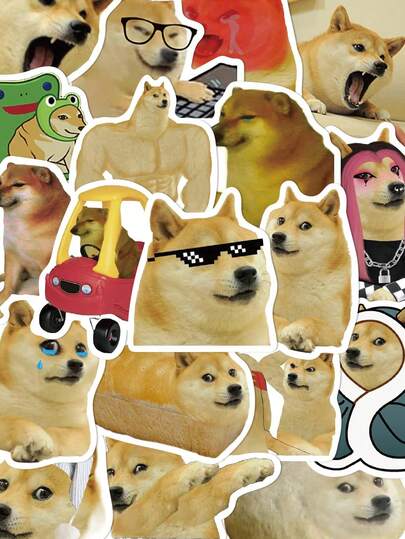 50 Stücke lustige Shiba Inu MEME Aufkleber, geeignet für Laptop, Gepäck, Skateboard, Gitarre Dekoration, kreative DIY Aufkleber