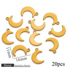 20pcs Stainless Steel Fashion Star And Moon Pendants Five-Pointed Star Shaped Charms Suitable For DIY Earrings, Necklaces, Bracelets, And Jewelry Accessories - Golden Yellow - View 9