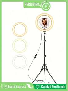 Professional 10-Inch LED Ring Light With Mobile Phone Holder And 3 Light Adjustment Modes - A - View 1