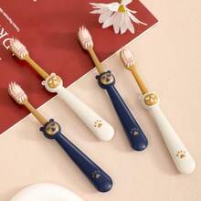 Children's Toothbrushes Gentle Cleaning Cute Design Six Pieces Set - White - View 4