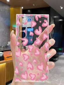 1pc Pink Leopard Print Heart Soft Phone Case Compatible With Huawei Honor, Redmi, Galaxy A04e/12/A13/A14/A34/A50/A52/A53/A54/S21/S22/S23/S24/S25/S25Ultra/S25FE/S26/S26 PLUS/S26 ULTRA/S26 EDGE, 6A/7A/8A, 12T/13T/15T/15T Pro - Clear - View 6