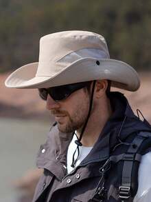Men's Solid Color Bucket Hat, Breathable Wide Brim Sun Hat, Suitable For Outdoor Hiking, Camping And Mountaineering