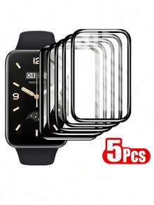 5片装升级版10D软玻璃膜，兼容小米手环10/9/8/7/6/5/4/7 Pro/8 Pro/9 Pro屏幕保护膜，小米手环智能表带保护套，全覆盖高清透明防刮超薄