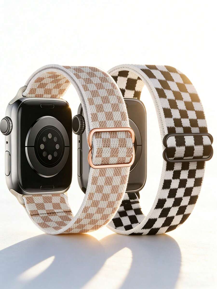 2 Packs Stretchy Solo Loop Band Compatible With Apple Watch Band 45mm 46mm 44mm 42mm 49mm 41mm 40mm 38mm Men Women, Braided Elastic Nylon Strap Compatible With IWatch Series 10 9 8 7 6 5 4 3 11 SE SE 2/3 Ultra Ultra 2 - Style a - View 1