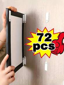 12pcs Of Heavy-Duty Polyamide Picture Hanging Strips - Non-Destructive Adhesive Hanging Rings, Suitable For Drywall, Perfect For Photos And Christmas Decorations, Ideal For The Holiday Season. No-Drill Picture Hanging Strips - Double-Sided Removable Wall Hooks, Suitable For Frames And Artwork, Water-Resistant Adhesive Installation Labels. - Multicolor - View 3