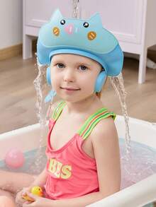 1pc Baby Waterproof Shower Cap, Adjustable Soft Rubber Ear Protection Children Bath Hat, Prevents Water From Getting Into Eyes And Nose During Baby Shower - Multicolor - View 2