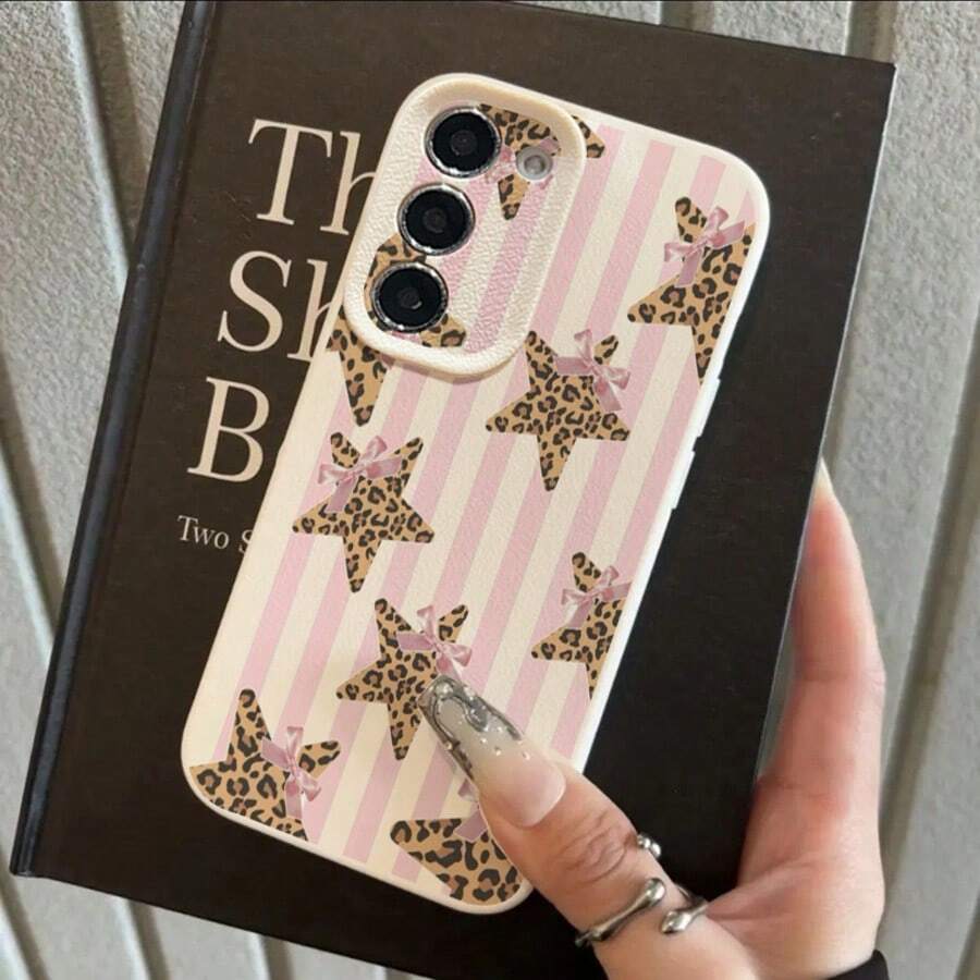 1个TPU材质粉色条纹豹纹星星蝴蝶结甜美可爱千禧豹纹星星少女图案手机壳，兼容三星S24/S23/S22/S21/S20FE/S10/A73/A72/A71/A55/A54/A53/A52/A51/A50/A33/A34/A32/A31/A25/A23/A21S/A15/A14/A13/A12、红米Note13Pro/Note12/Note11/Note9S/Note8/10A/9C/9A等机型，全方位保护软壳，时尚美观，是送给女友/男友/情侣/老公/朋友/闺蜜/妻子/生日礼物的理想之选。 - 白色 - 查看 1