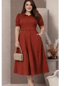 Gode Dress Evangelical Fashion - Naranja Quemada - Ver 2
