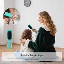 Curl Defining Brush, Curly Hair Brush Defining For Curls Waves &Amp; Coils, Volume Styling Women'S Curls, Reduce Pulling Frizz, Funny Cat Ear Designs - Green - ColorC - 查看 7