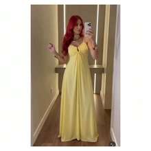 Long Dress With Straps And Underwire | Perfect Fit | Elegant Summer - Yellow - View 1