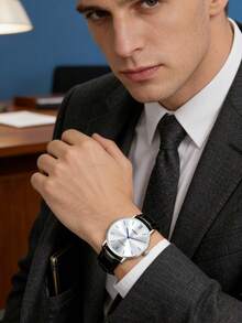 Casio Men's Minimalist Silver Dial Black Leather Strap Analog Watch MTP-VT01L-7B1