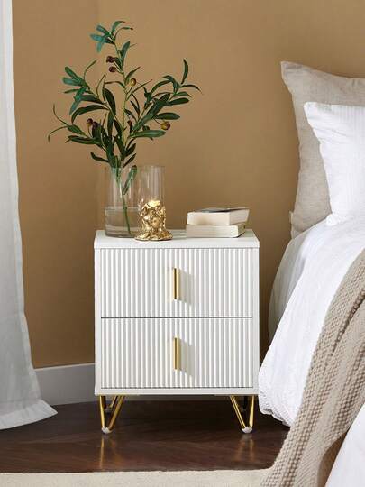 SoBuy FBT115-W Bedside Table With 2 Drawers For Box Spring Bed, Sofa Table, Side Table, Telephone Table, Nightstand, White W X H X D Approx.: 40 X 47 X 40 Cm