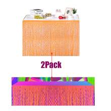 Glow Party Supplies, Neon Party Decorations Luminous Macaron Purple-Red Wavy Metallic Foil Tassel Table Skirt, Suitable For Glow Party, Birthday Decoration - Multicolor - View 14