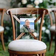 1pc Personalized Acrylic Memorial Wedding Chair Sign, Customizable Photo & Name, Love Memorial Reserved Seat Plaque, Funeral, Memorial Ceremony, Anniversary & Condolence Gift For Family And Friends - Multicolor - View 17