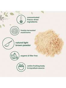Organic Lion's Mane Mushroom Powder, 8oz |     Pure Fruiting Body Superfood |     Supports Brain, Focus, Energy & Immune Health |     Great For Smoothies & Coffee |     Filler Free, Vegan, Non-GMO - 8 盎司(1 包) - 查看 3