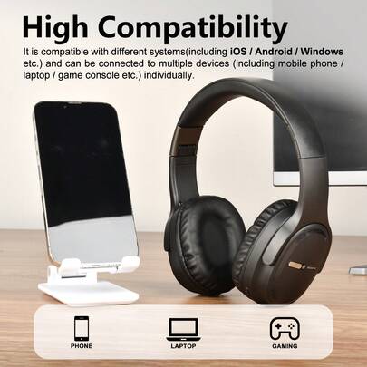 Gerripuer Słuchawki bezprzewodowe, luksusowe słuchawki studyjne do monitorowania w wersji biznesowej, stereofoniczny zestaw słuchawkowy do gier, jakość dźwięku HIFI, wygodna konstrukcja nauszna, składane, wzmocnienie basów, lekkie słuchawki bezprzewodowe