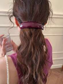 1pc French Large Arc-Shaped Adjustable Hair Clip Barrette For Women, Automatic Clasp - Multicolor - View 4