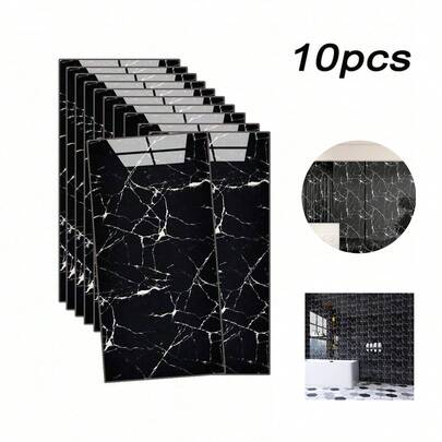 10 piezas paneles decorativos de PVC de alta calidad con diseño de mármol y reverso autoadhesivo. Cada panel mide 1,8 m² y 30 x 60 cm. Ideales para decorar paredes de baños, salones, cocinas y dormitorios.
