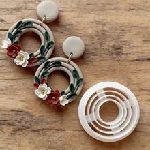 1/10Pcs Organic Outline Geometry Polymer Clay Cutters Multiple Lines Drop Ellipse Ribbed Earrings Jewelry Soft Pottery Clay Making Tools - White - View 15