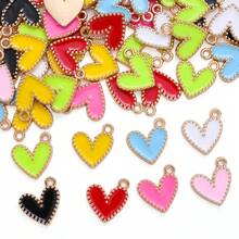 10/30Pcs 13x13mm Alloy Heart Pendants Randomly Mixed Colors For Valentine's Day DiyJewelry Making Necklace And Bracelet Making Fashionable And Durable - Multicolor - View 3