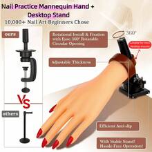 Silicone Nail Practice Hand, Flexible Lifelike Hand Model For Acrylic/Gel Nail Art Training, With Non-Slip Base, Ideal For Nail Students, Beginners And Salon Trainees, Great Christmas And Graduation Gift, 360° Rotatable Wrist, Detachable Fingers - Multicolor - View 4