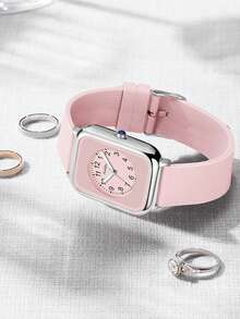 1 chiếc đồng hồ nữ thạch anh thiết kế độc đáo, thời trang, kiểu dáng tối giản, phù hợp cho nhiều dịp, phụ kiện thời trang thiết yếu, thích hợp cho hẹn hò, tiệc tùng, làm quà tặng cho bạn bè. - Hồng - Xem 2