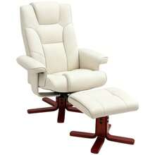 Reclining Armchair With Footrest, Reclining And Rocking TV Chair, Padded Relaxation Chair With Adjustable Backrest, Up To 150 Kg, For Living Room, Faux Leather, Cream White - White - View 9