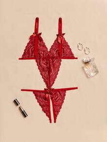 Women's Lingerie Body In Hurried Lace - 紅色 - 查看 1